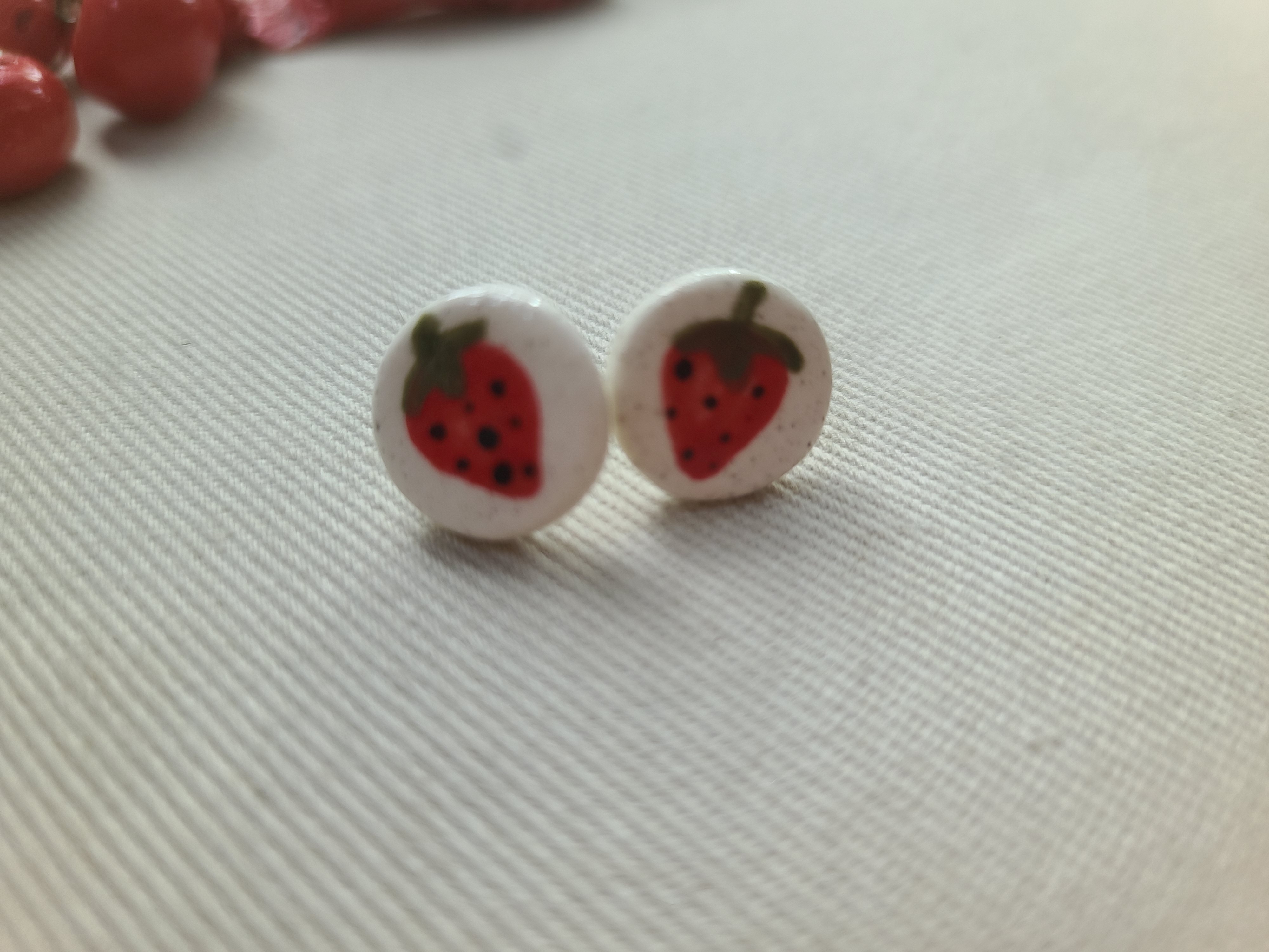 Strawberry Flat Circle Earrings